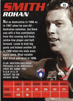 1999 Select AFL Premiere #32 Rohan Smith Back